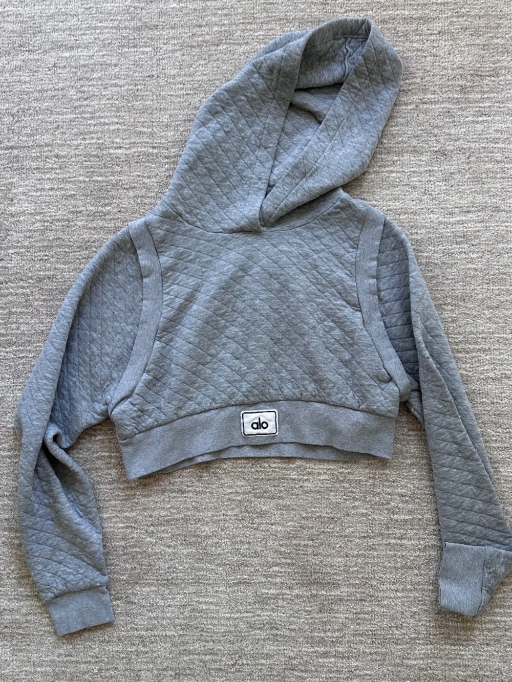 Alo Grey Quilted Arena Boxing Sweatshirt XS